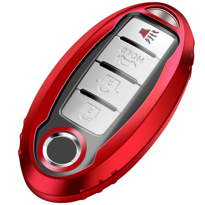Lcyam Key Fob Cover Fits for Nissan Egg-Shaped Transmission 2022 Altima Leaf Titan Maxima Sentra X Trail Patrol Murano Serena Armada Versa, Red - Image 4